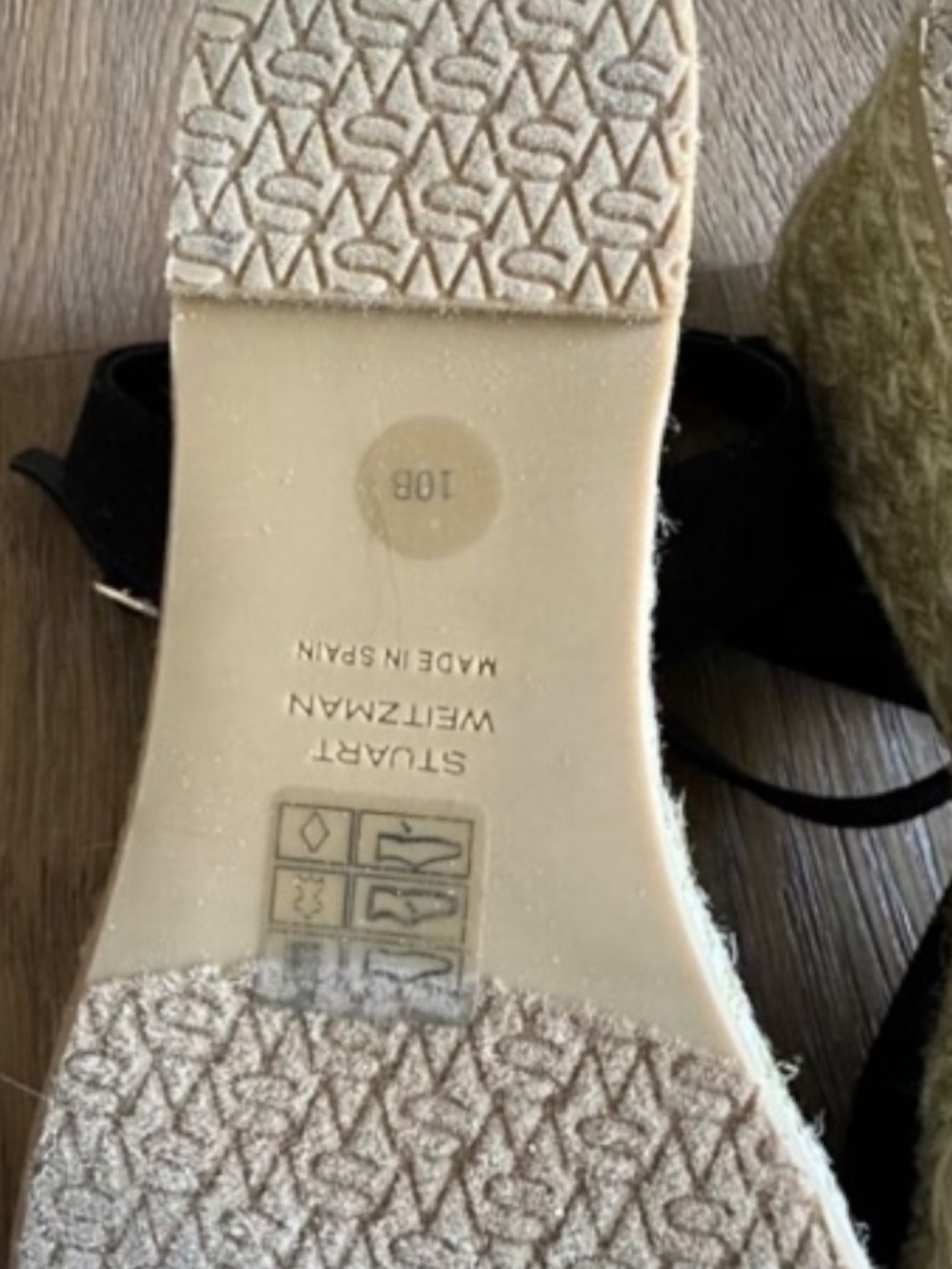 STUART WEITZMAN Tia Espadrille Wedge Sandal Black Ankle Strap Size 10 NEW - Picture 7 of 9